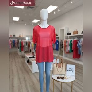 Red Sheer Mesh Swimsuit COVER UP| Size 4XL |